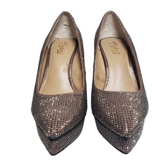 Thalia Sodi Joey Pewter Bling Closed Toe Platform Stiletto Heels Sz 7M - Picture 6 of 16